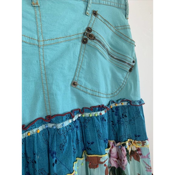 Julie G Tiered Skirt W/Beading S Ruffles BOHO SKIRT - Picture 6 of 7